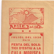 Coleccionismo de Revistas y Periódicos: 19 JULIOL 1936 FESTA DEL SOLSTICI D´ESTIU A LA CALA MORISCA (GARRAF) AMICS DEL SOL. Lote 225228135