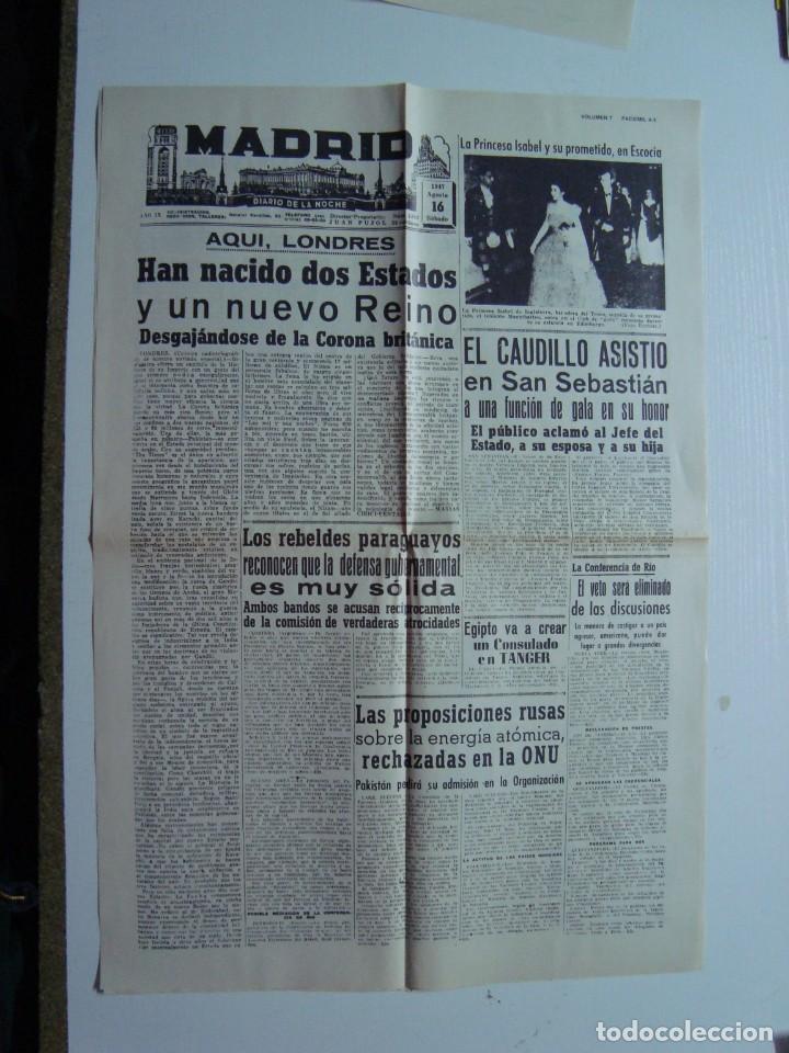 Coleccionismo de revistas y peri&oacute;dicos: Facs&iacute;mil Portada (2) MADRID DIARIO DE LA NOCHE 1947 - EL CAUDILLO EN SAN SABASTI&Aacute;N - PUEBLO - INDIA