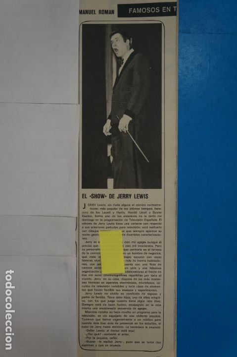 Coleccionismo de Revistas y Peri&oacute;dicos: RECORTE CLIPPING DE JERRY LEWIS REVISTA SEMANA N&ordm; 1670 PAG. 25 L8