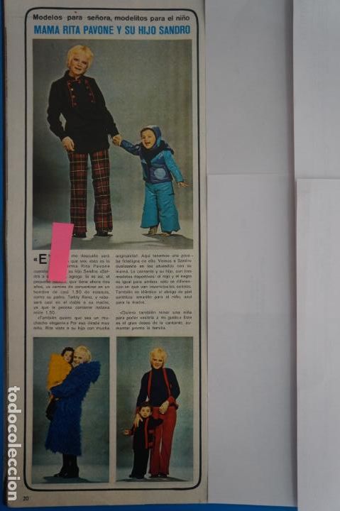 Coleccionismo de Revistas y Peri&oacute;dicos: RECORTE CLIPPING DE RITA PAVONE Y SU HIJO SANDRO REVISTA SEMANA N&ordm; 1671 PAG. 20 L8