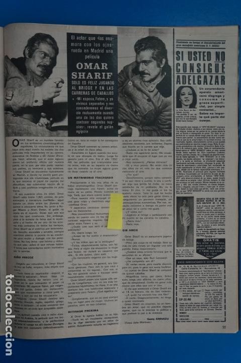 Coleccionismo de Revistas y Peri&oacute;dicos: RECORTE CLIPPING DE OMAR SHARIF REVISTA SEMANA N&ordm; 1671 PAG. 55 L8