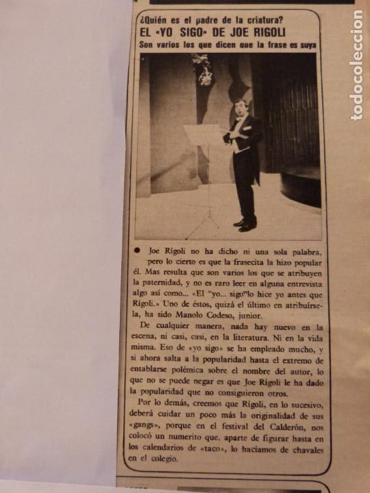 Coleccionismo de Revistas y Peri&oacute;dicos: RECORTE CLIPPING DE JOE RIGOLI REVISTA SEMANA N&ordm; 1715 PAG. 49 L10