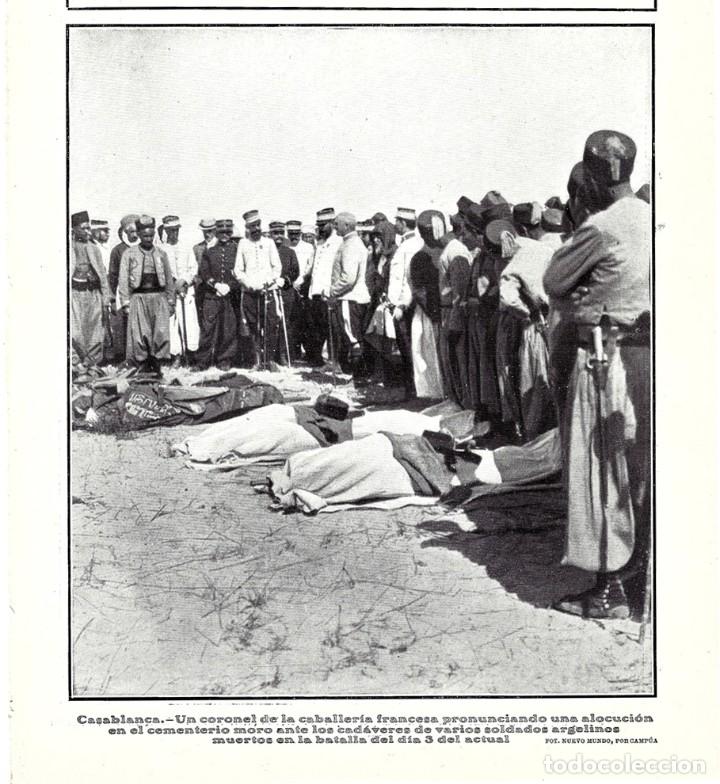 Sammeln von Zeitschriften und Zeitungen: 1907 HOJA REVISTA MARRUECOS CASABLANCA CORONEL CABALLER&Iacute;A FRANC&Eacute;S CAD&Aacute;VERES SOLDADOS ARGELINOS