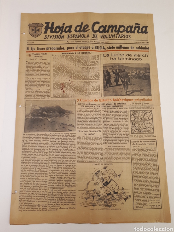 Coleccionismo de Revistas y Peri&oacute;dicos: Hoja de Campa&ntilde;a 29 Divisi&oacute;n Azul