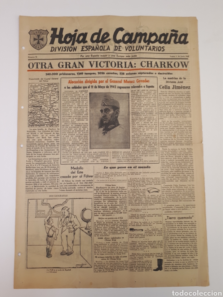 Coleccionismo de Revistas y Peri&oacute;dicos: Hoja de Campa&ntilde;a 30 Divisi&oacute;n Azul