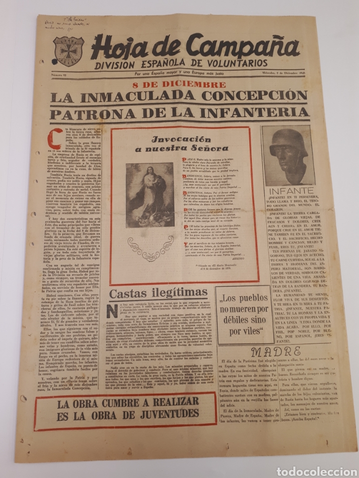 Coleccionismo de Revistas y Peri&oacute;dicos: Hoja de Campa&ntilde;a 52 Divisi&oacute;n Azul