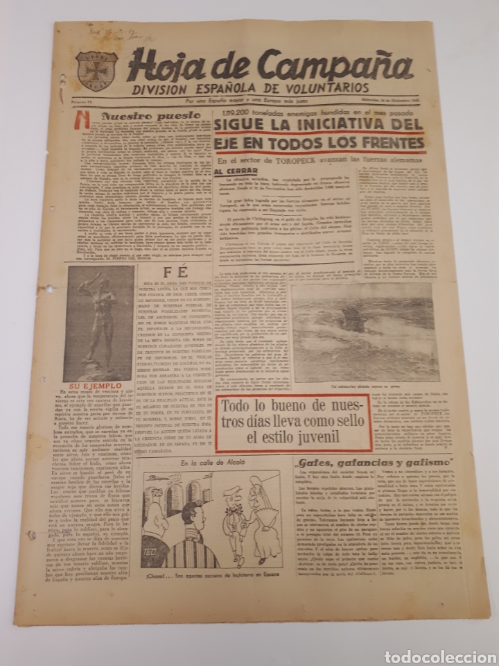 Coleccionismo de Revistas y Peri&oacute;dicos: Hoja de Campa&ntilde;a 53 Divisi&oacute;n Azul