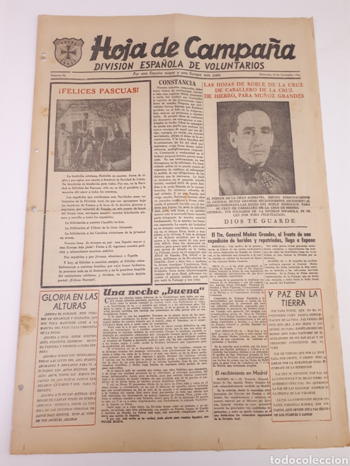 Coleccionismo de Revistas y Peri&oacute;dicos: Hoja de Campa&ntilde;a 54 Divisi&oacute;n Azul