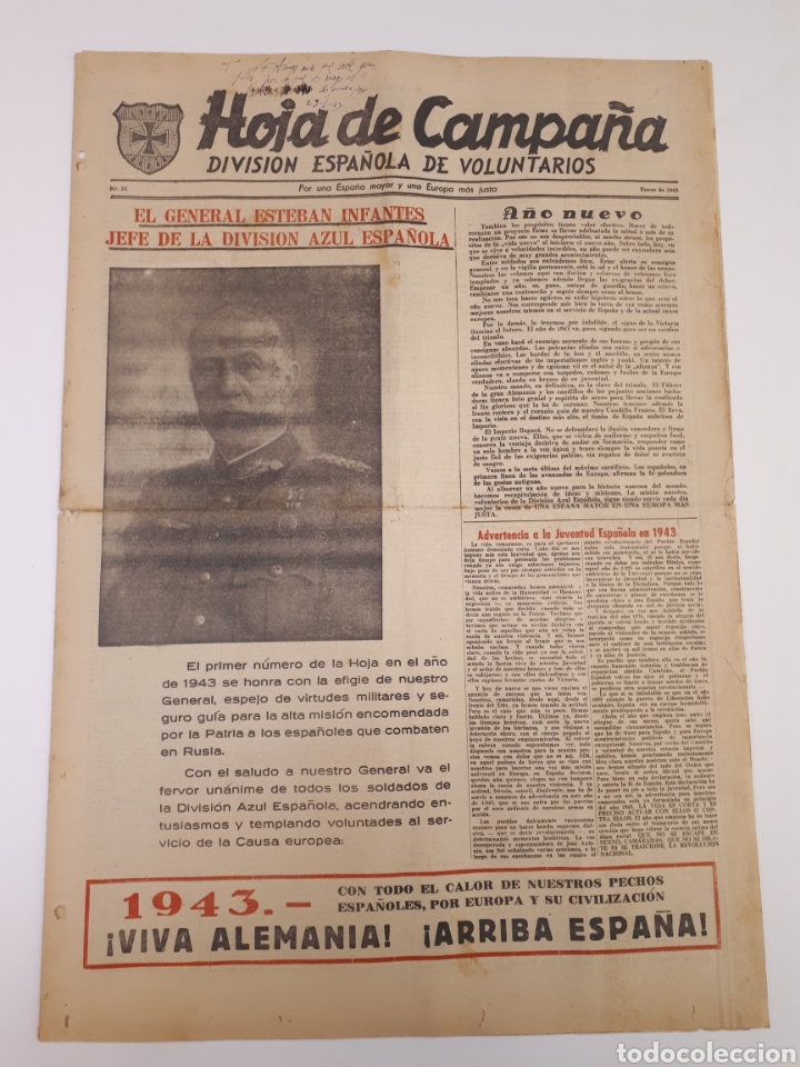Coleccionismo de Revistas y Peri&oacute;dicos: Hoja de Campa&ntilde;a 55 Divisi&oacute;n Azul