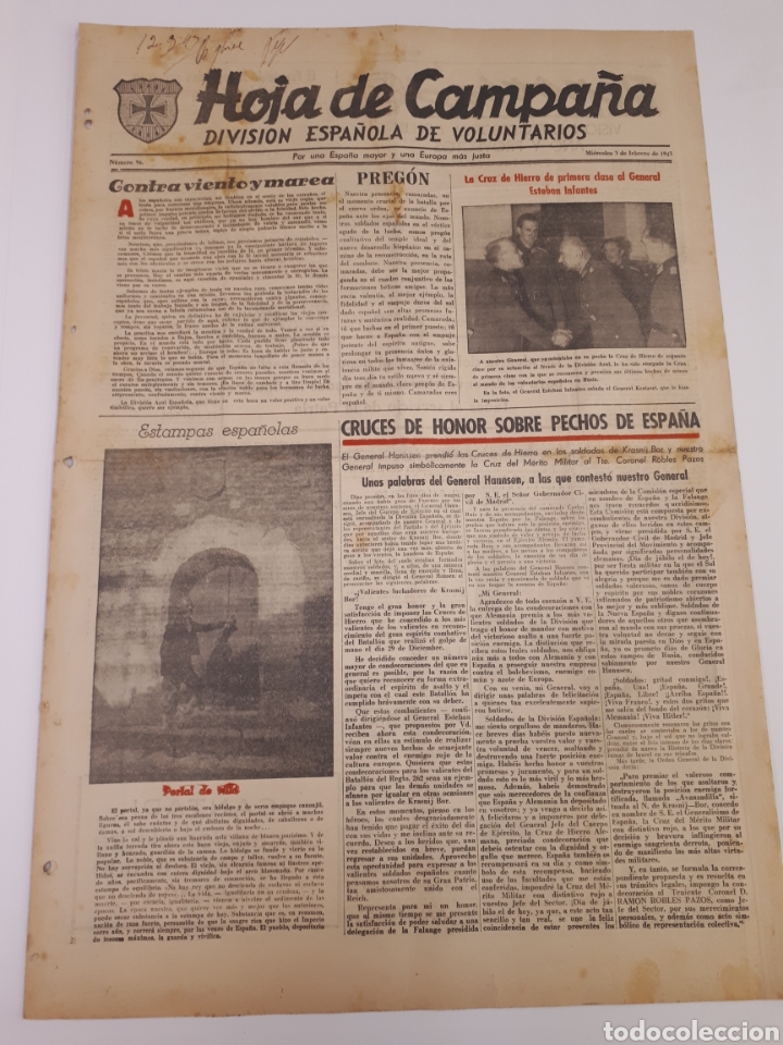 Coleccionismo de Revistas y Peri&oacute;dicos: Hoja de Campa&ntilde;a 56 Divisi&oacute;n Azul