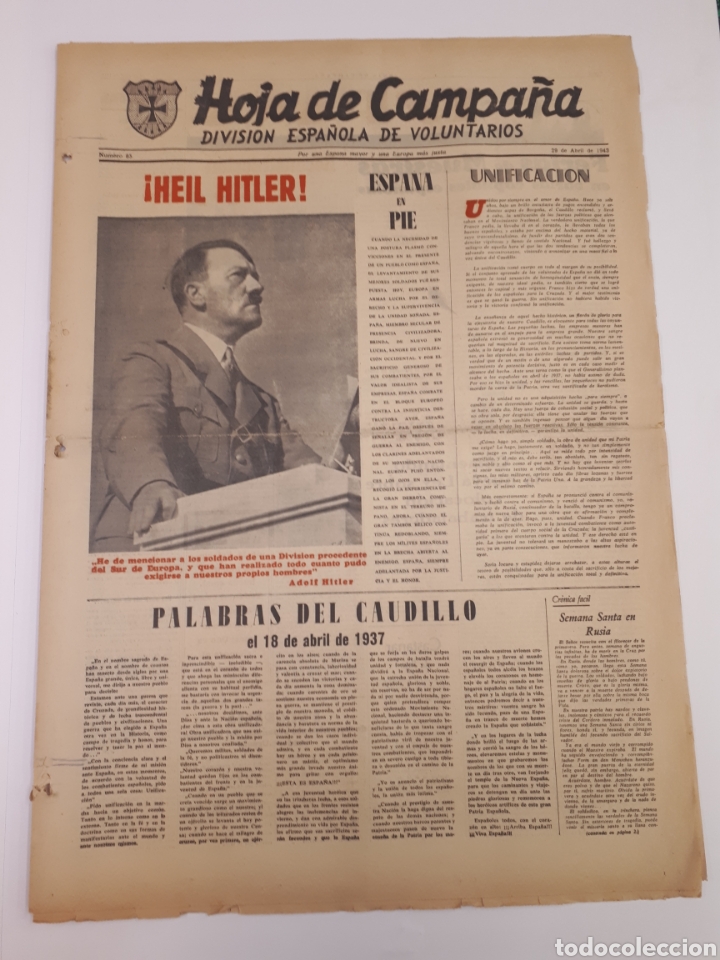 Coleccionismo de Revistas y Peri&oacute;dicos: Hoja de Campa&ntilde;a 65 Divisi&oacute;n Azul