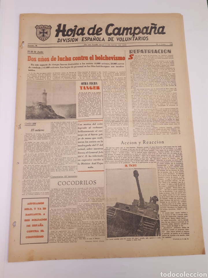 Coleccionismo de Revistas y Peri&oacute;dicos: Hoja de Campa&ntilde;a 72 Divisi&oacute;n Azul