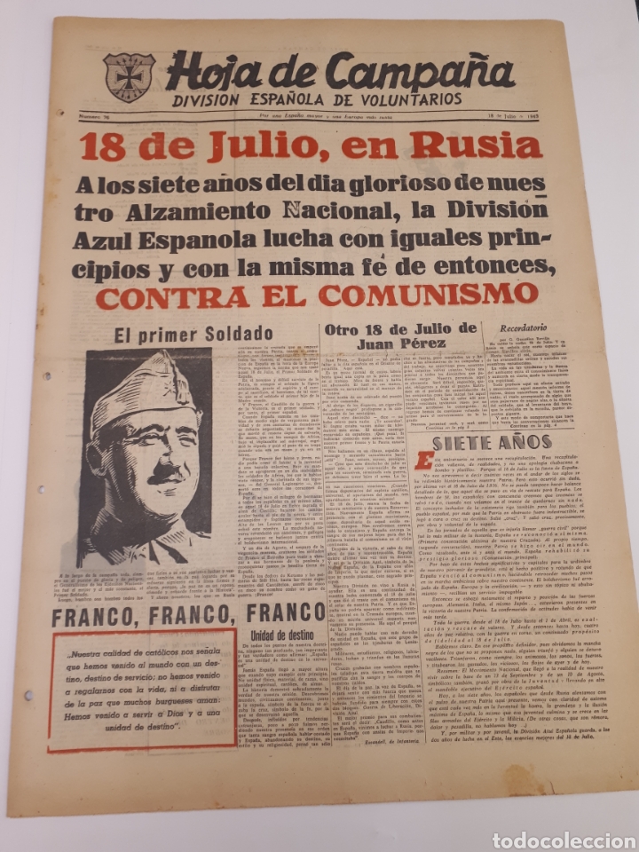 Coleccionismo de Revistas y Peri&oacute;dicos: Hoja de Campa&ntilde;a 76 Divisi&oacute;n Azul