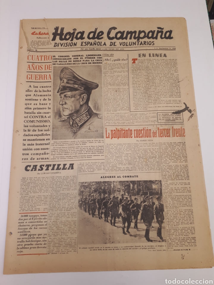 Coleccionismo de Revistas y Peri&oacute;dicos: Hoja de Campa&ntilde;a 83 Divisi&oacute;n Azul