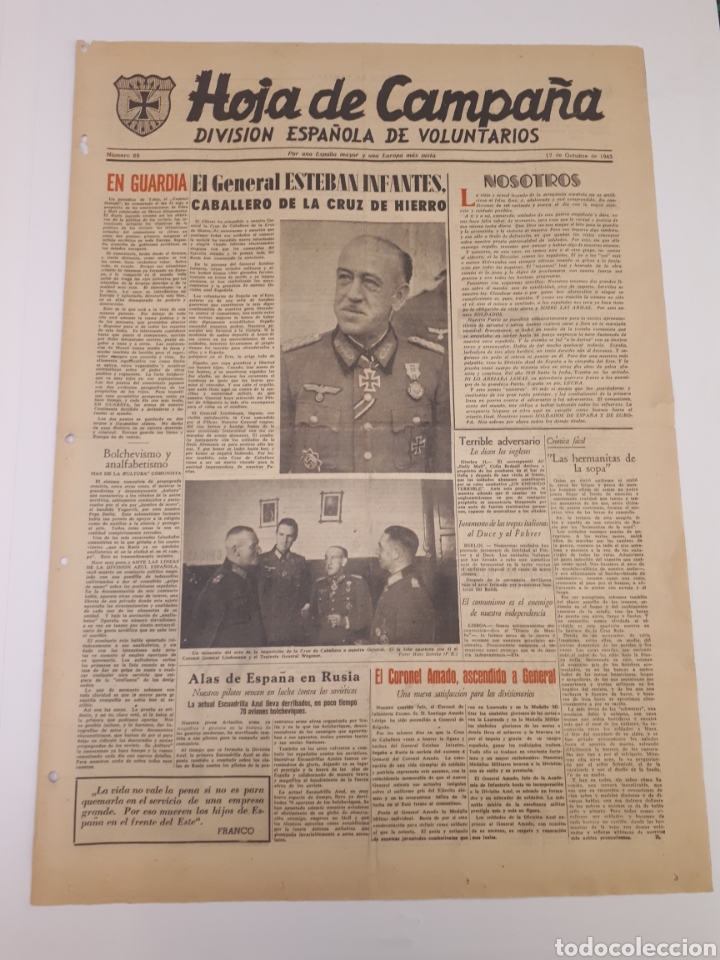 Coleccionismo de Revistas y Peri&oacute;dicos: Hoja de Campa&ntilde;a 89 Divisi&oacute;n Azul