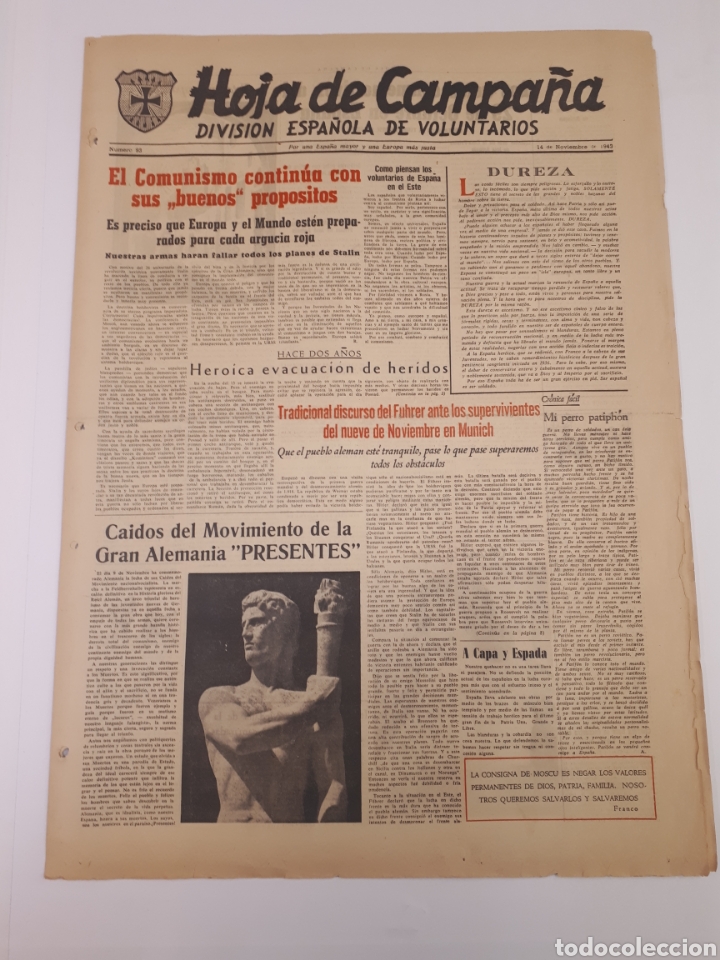 Coleccionismo de Revistas y Peri&oacute;dicos: Hoja de Campa&ntilde;a 93 Divisi&oacute;n Azul