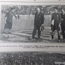 Coleccionismo de Revistas y Periódicos: INAGURACION NUEVO CAMPO BARCELONA F.C. MARQUES ALELLA .EQUIPO DEL BARCELONA .HOJA AÑO 1922