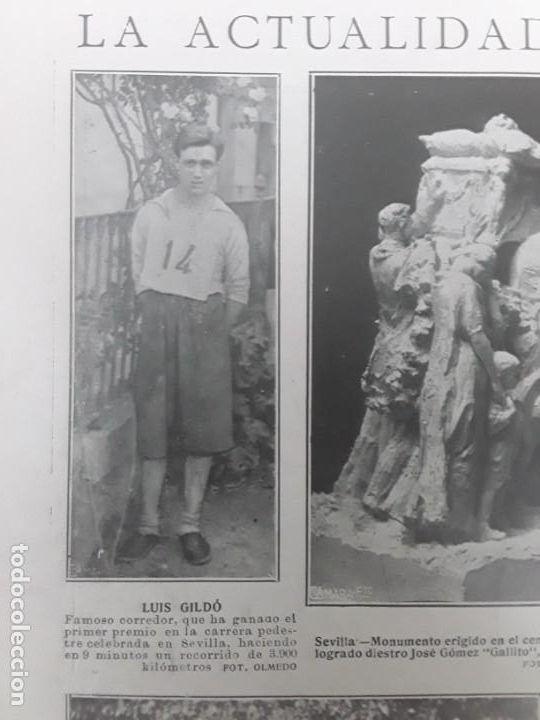 Collection Magazines and Newspapers: LUIS GUILDO FAMOSO CORREDOR GANADOR CARRERA PEDESTRE EN SEVILLA HOJA A&Ntilde;O 1922