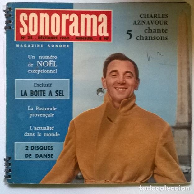 Collectionnisme de Revues et Journaux: Revista Sonorama n&ordm; 25. contiene 6 singles de acetato, 1960 (Charles Aznavour)