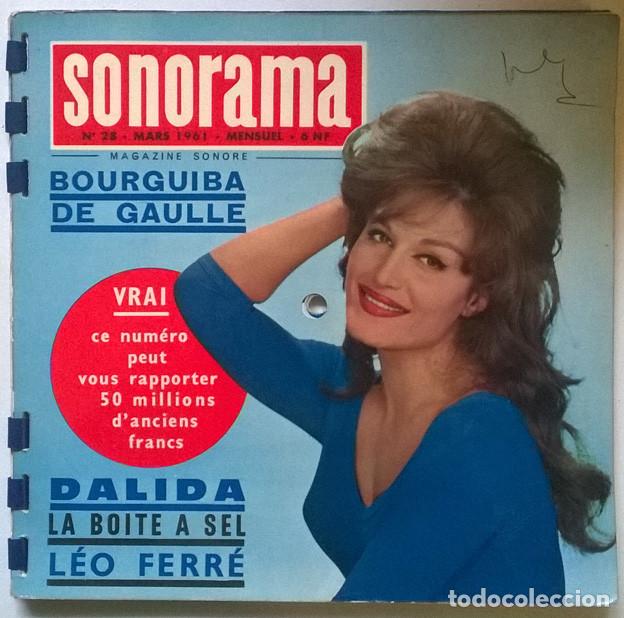 Coleccionismo de revistas y peri&oacute;dicos: Revista Sonorama n&ordm; 28. contiene 6 singles de acetato, 1961 (Dalida/ Leo Ferr&eacute;/ Chaussettes Noires)
