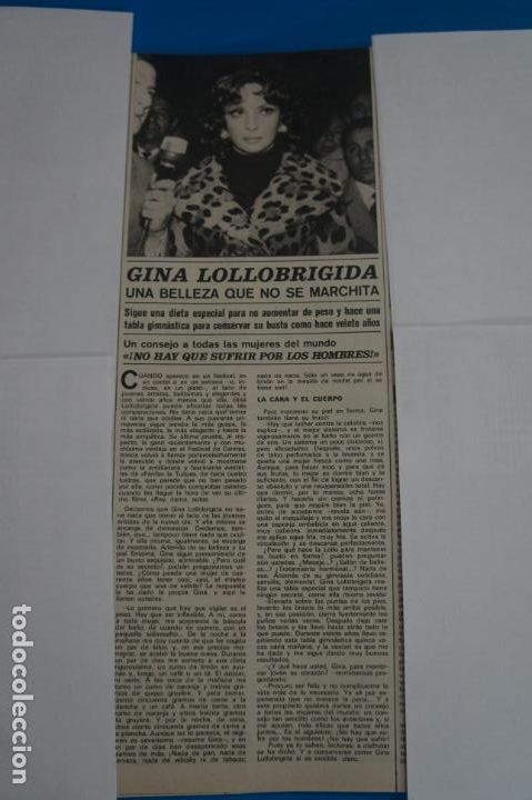 Coleccionismo de Revistas y Peri&oacute;dicos: RECORTE CLIPPING DE GINA LOLLOBRIGIDA REVISTA SEMANA N&ordm; 1688 PAG. 78 L11