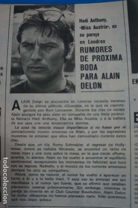 Coleccionismo de Revistas y Peri&oacute;dicos: RECORTE CLIPPING DE ALAIN DELON REVISTA SEMANA N&ordm; 1692 PAG. 28 L11