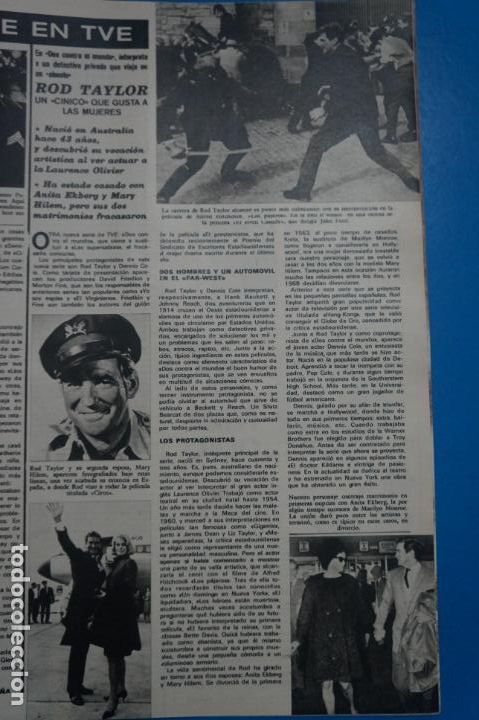 Coleccionismo de Revistas y Peri&oacute;dicos: RECORTE CLIPPING DE ROD TAYLOR REVISTA SEMANA N&ordm; 1713 PAG. 81 L11