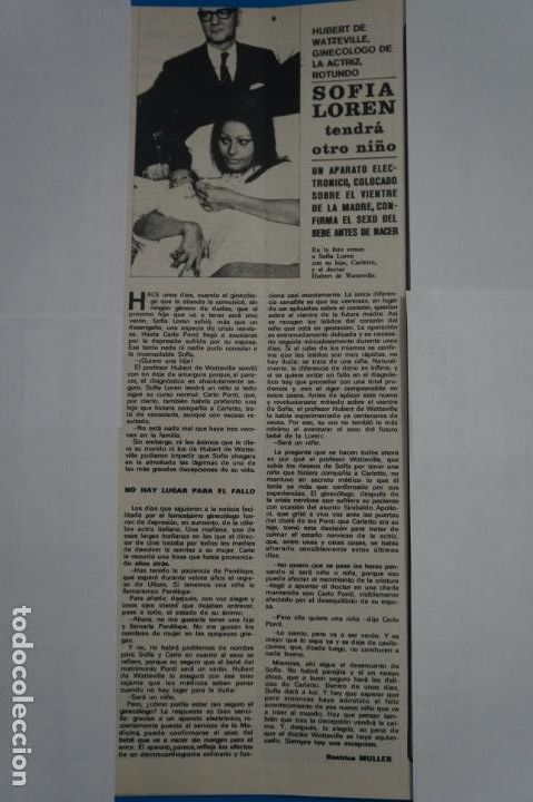 Coleccionismo de Revistas y Peri&oacute;dicos: RECORTE CLIPPING DE SOFIA LOREN REVISTA SEMANA N&ordm; 1713 PAG. 64 L11