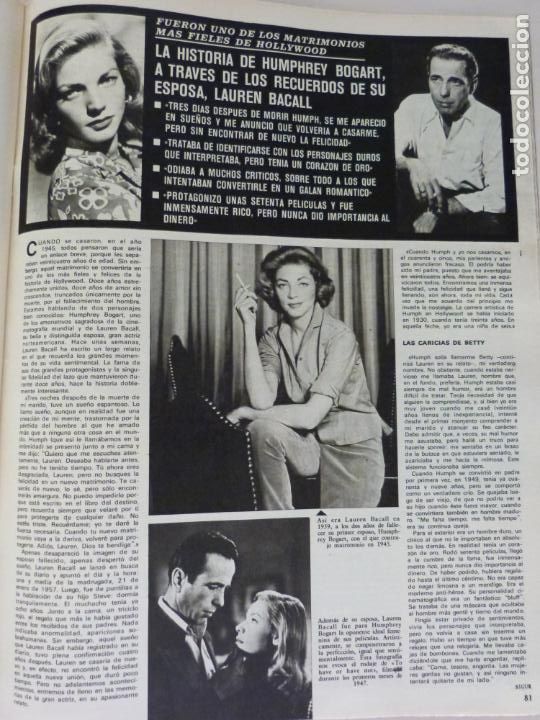 Coleccionismo de Revistas y Peri&oacute;dicos: RECORTE CLIPPING DE HUMPHREY BOGART Y LAUREN BACALL REVISTA SEMANA N&ordm; 1712 PAG. 81 Y 82 L12