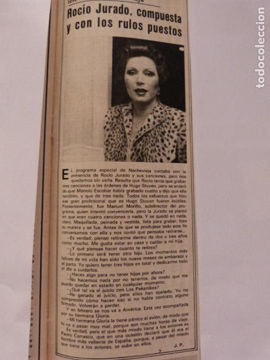 Coleccionismo de Revistas y Peri&oacute;dicos: RECORTE CLIPPING DE ROCIO JURADO REVISTA SEMANA N&ordm; 2134 PAG. 65 L12