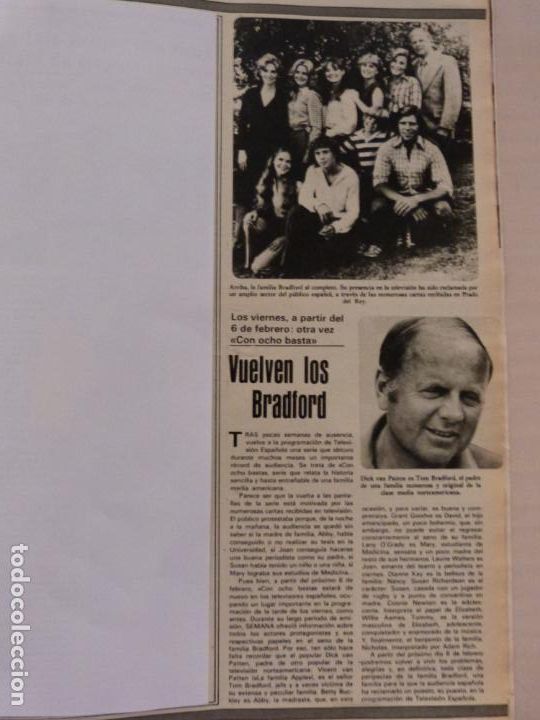 Coleccionismo de Revistas y Peri&oacute;dicos: RECORTE CLIPPING DE LOS BRADFORD CON OCHO BASTA REVISTA SEMANA N&ordm; 2138 PAG. 65 L12