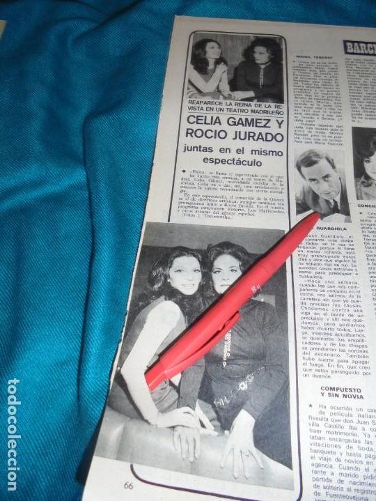 Coleccionismo de Revistas y Peri&oacute;dicos: RECORTE : CELIA GAMEZ Y ROCIO JURADO, JUNTAS EN ESPECTACULO. SEMANA, OCTBRE 1970 (#)
