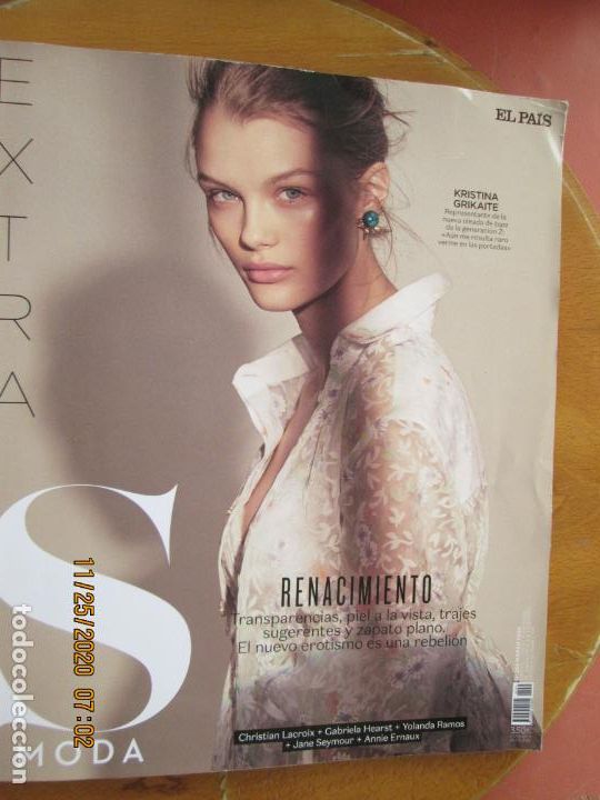 Coleccionismo de Revistas y Peri&oacute;dicos: S MODA EL PAIS EXTRA REVISTA N&ordm; 259 - MARZO 2020 - CRISTINA GRIKAITE - RENACIMIENTO