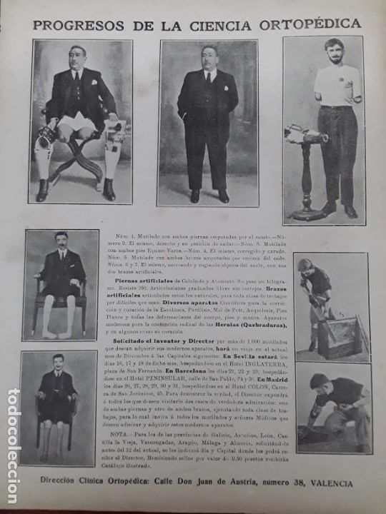 Collezionismo di Riviste e Giornali: PROGRESOS DE LA CIENCIA ORTOPEDICA DIRECTOR CLINICA ORTOPEDICA VALENCIA MUTILADOS HOJA A&Ntilde;O 1924