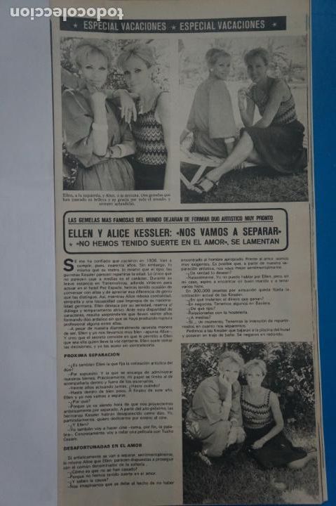 Coleccionismo de Revistas y Peri&oacute;dicos: RECORTE CLIPPING DE ELLEN Y ALICE KESSLER REVISTA SEMANA N&ordm; 1855 PAG. 41 L13