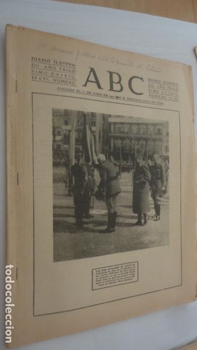 Coleccionismo de Revistas y Peri&oacute;dicos: ANTIGUO PERIODICO ABC. N&ordm; 10.871 SEVILLA 1938. GUERRA CIVIL.