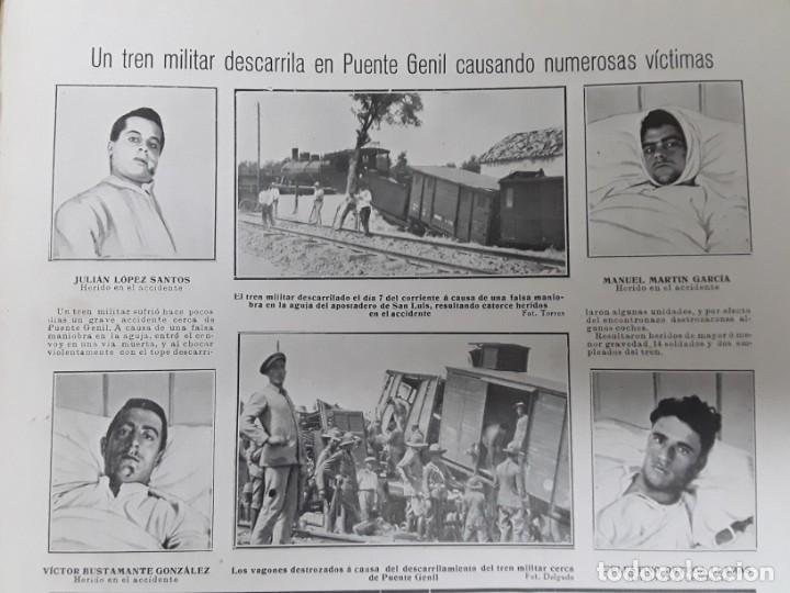 Collezionismo di Riviste e Giornali: DESCARRILAMIENTO TREN MILITAR PUENTE GENIL HUNDIMIENTO CASA SANTANDER SOMATENES BANDERAS TETUAN