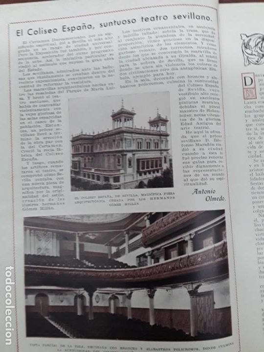 Collection Magazines and Newspapers: EL COLISEO ESPA&Ntilde;A SUNTUOSO TEATRO SEVILLANO HERMANOS GOMEZ MILLAN HOJA A&Ntilde;O 1934
