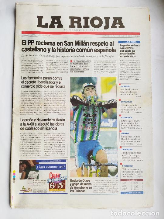 Coleccionismo de Revistas y Peri&oacute;dicos: DIARIO LA RIOJA. 11 DE JULIO 2000. JAVIER OTXOA GANADOR ETAPA TOUR DE FRANCIA. TDK289B