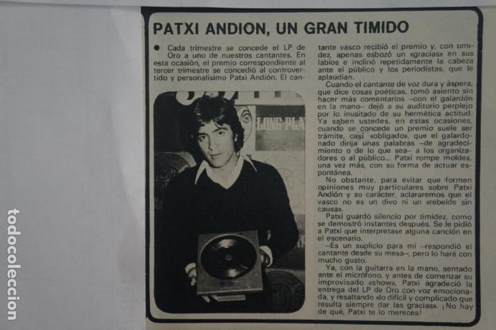 Coleccionismo de Revistas y Peri&oacute;dicos: RECORTE CLIPPING DE PATXI ANDION REVISTA SEMANA N&ordm; 1862 PAG. 89 L15