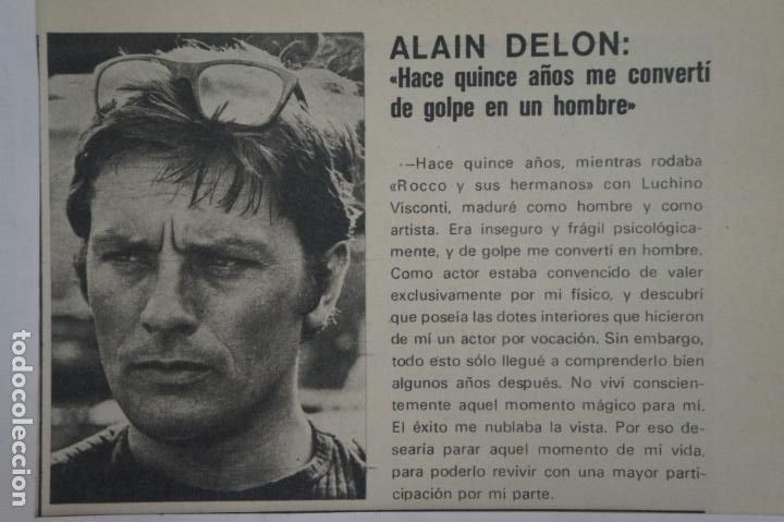 Coleccionismo de Revistas y Peri&oacute;dicos: RECORTE CLIPPING DE ALAIN DELON REVISTA SEMANA N&ordm; 1862 PAG. 65 L15