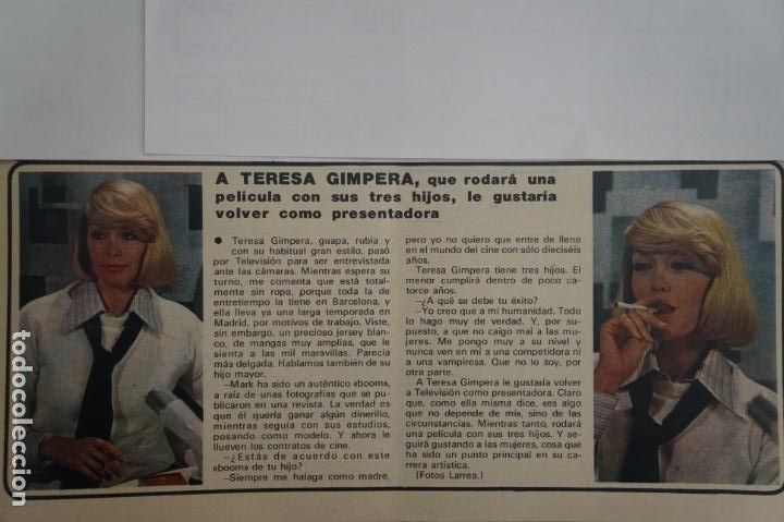 Coleccionismo de Revistas y Peri&oacute;dicos: RECORTE CLIPPING DE TERESA GIMPERA REVISTA SEMANA N&ordm; 1862 PAG. 53 L15