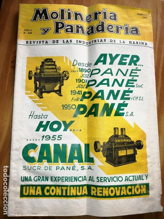 Collezionismo di Riviste e Giornali: REVISTA DE LAS INDUSTRIAS DE LA HARINA.MOLINER&Iacute;A Y PANADER&Igrave;A.FEBRERO 1955.N&ordm;539.