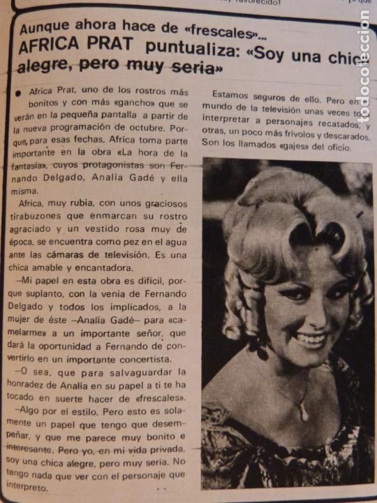 Coleccionismo de Revistas y Peri&oacute;dicos: RECORTE CLIPPING DE AFRICA PRAT REVISTA SEMANA N&ordm; 1851 PAG. 41 L14