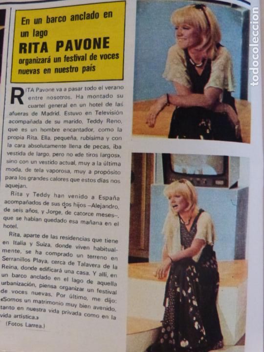 Coleccionismo de Revistas y Peri&oacute;dicos: RECORTE CLIPPING DE RITA PAVONE REVISTA SEMANA N&ordm; 1850 PAG. 38 L14