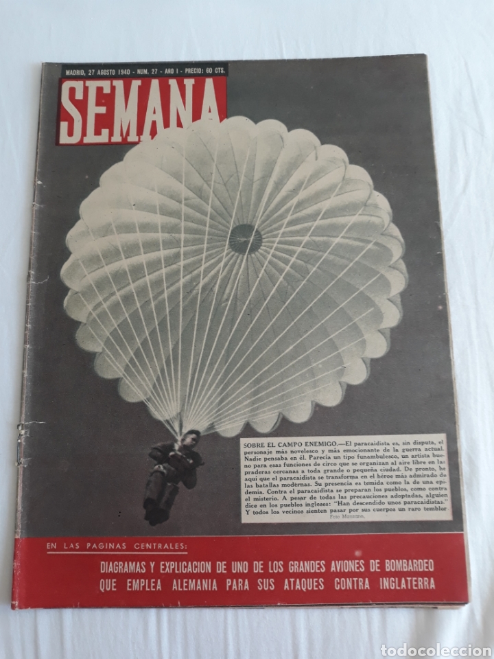 Collezionismo di Riviste e Giornali: revista SEMANA n. 27 - 27 Agosto 1940 - II Guerra Mundial