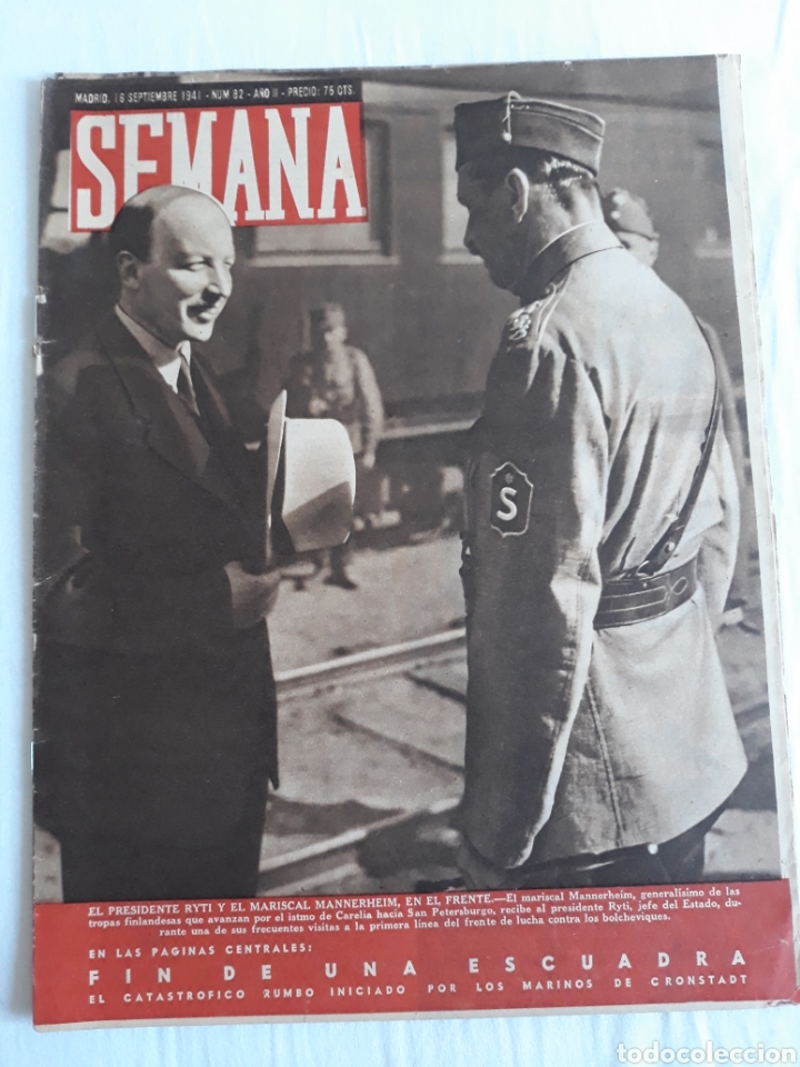Coleccionismo de Revistas y Peri&oacute;dicos: revista SEMANA n. 82 - 16 Septiembre 1941 - II Guerra Mundial