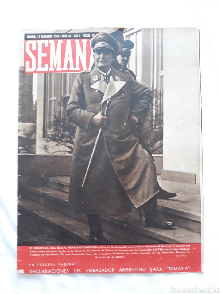 Coleccionismo de Revistas y Peri&oacute;dicos: revista SEMANA n. 43 - 17 Diciembre 1940 - II Guerra Mundial
