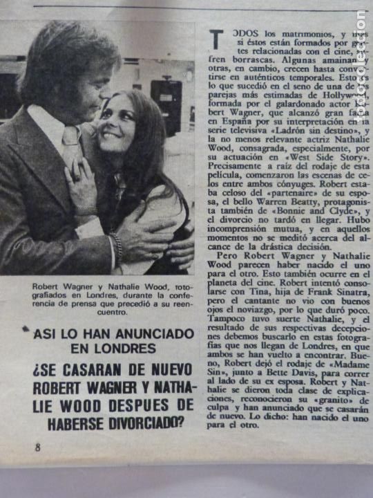 Coleccionismo de Revistas y Peri&oacute;dicos: RECORTE CLIPPING DE ROBERT WAGNER Y NATHALIE WOOD REVISTA SEMANA N&ordm; 1681 PAG. 8 L16