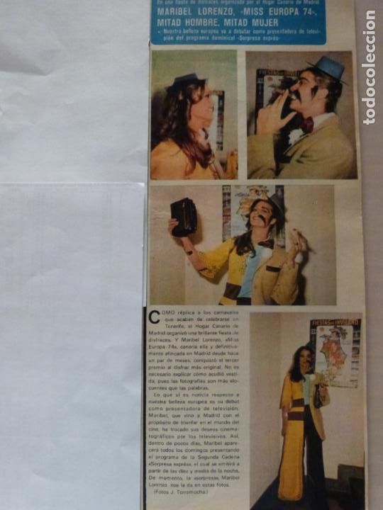 Coleccionismo de Revistas y Peri&oacute;dicos: RECORTE CLIPPING DE MARIBEL LORENZO MISS EUROPA 74 REVISTA SEMANA N&ordm; 1826 PAG. 11 L16